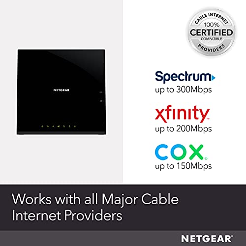NETGEAR Cable Modem Wi-Fi Router Combo C6250 - Compatible with All Cable Providers Including Xfinity by Comcast, Spectrum, Cox | for Cable Plans Up to 300 Mbps | AC1600 Wi-Fi Speed | DOCSIS 3.0