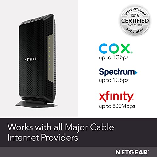 NETGEAR Cable Modem CM1000 - Compatible with All Cable Providers Including Xfinity by Comcast, Spectrum, Cox | for Cable Plans Up to 1 Gigabit | DOCSIS 3.1, Black (CM1000-1AZNAS)