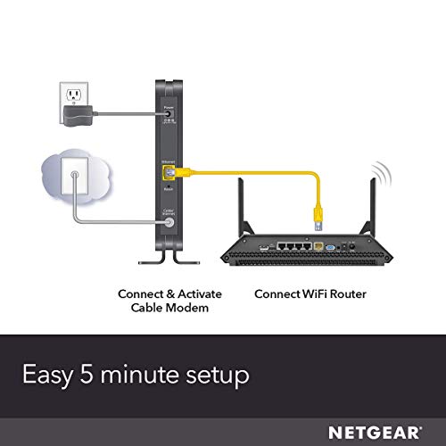 NETGEAR Cable Modem CM1000 - Compatible with All Cable Providers Including Xfinity by Comcast, Spectrum, Cox | for Cable Plans Up to 1 Gigabit | DOCSIS 3.1, Black (CM1000-1AZNAS)