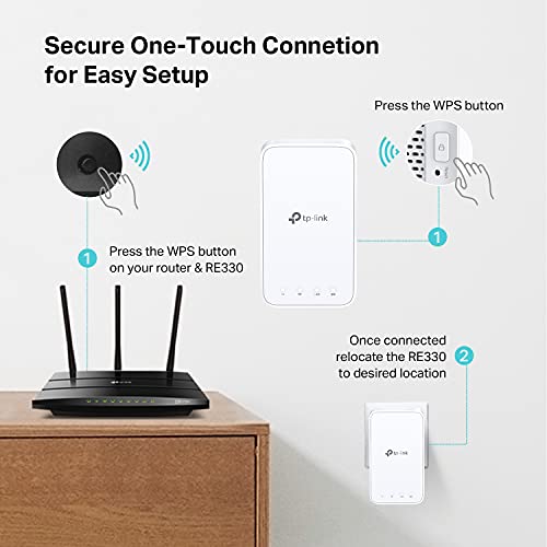 TP-Link AC750 WiFi Extender (RE220), Covers Up to 1200 Sq.ft and 20 Devices, Up to 750Mbps Dual Band WiFi Range Extender, WiFi Booster to Extend Range of WiFi Internet Connection