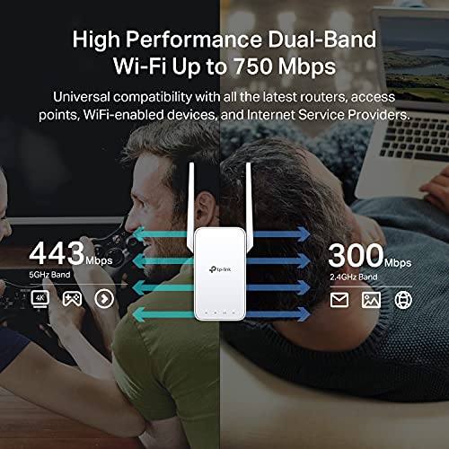 TP-Link AC750 WiFi Extender (RE220), Covers Up to 1200 Sq.ft and 20 Devices, Up to 750Mbps Dual Band WiFi Range Extender, WiFi Booster to Extend Range of WiFi Internet Connection